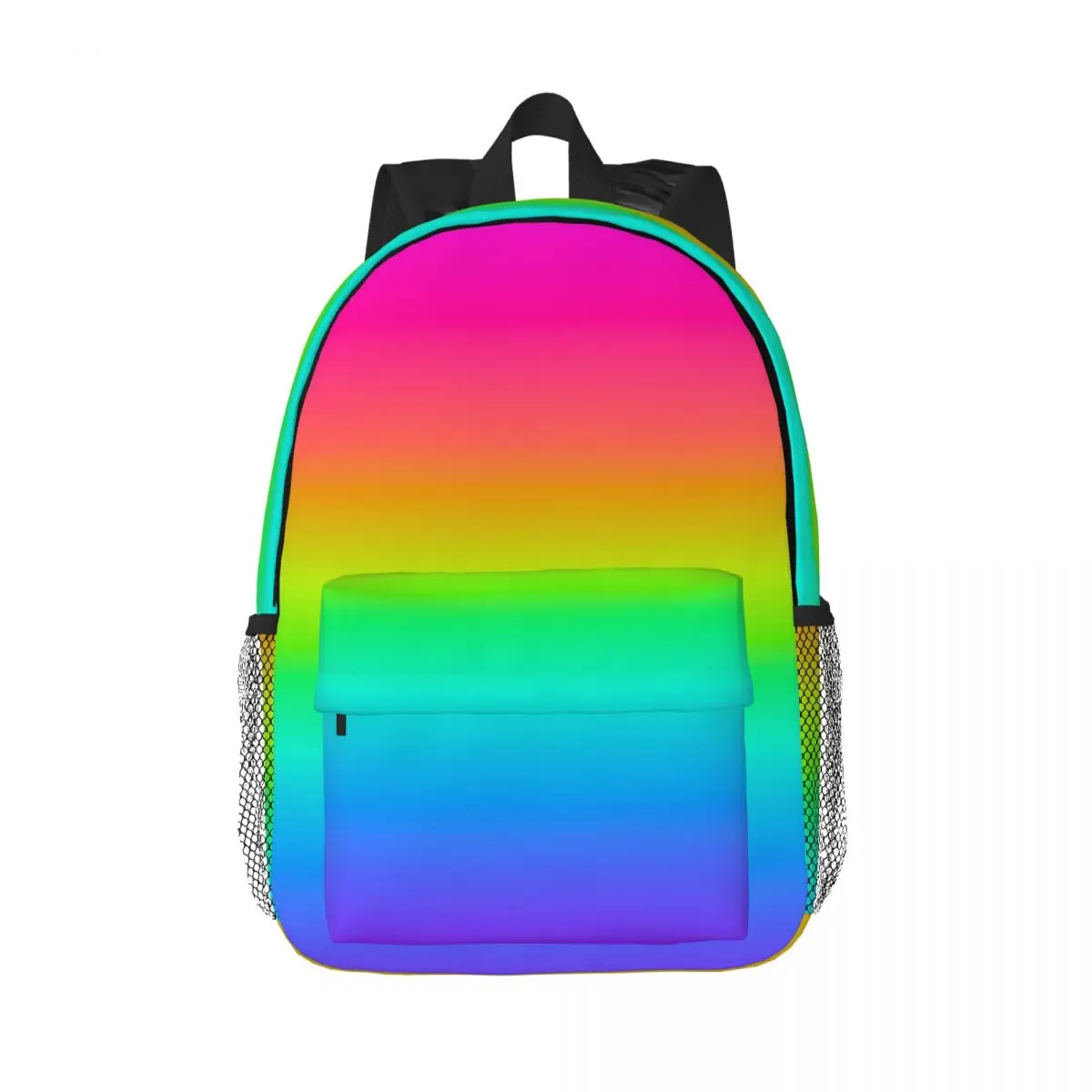 Mochila escolar de dibujos animados para niños y niñas, de gran capacidad bolso de hombro, neón, Arco Iris, ombré