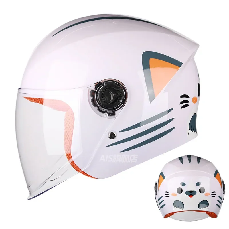 Lightweight Half Helmets Cute Universal Safety Helmets cartoon cat Boys and Girls Children\'s Helmets Safety Baby Electric Car