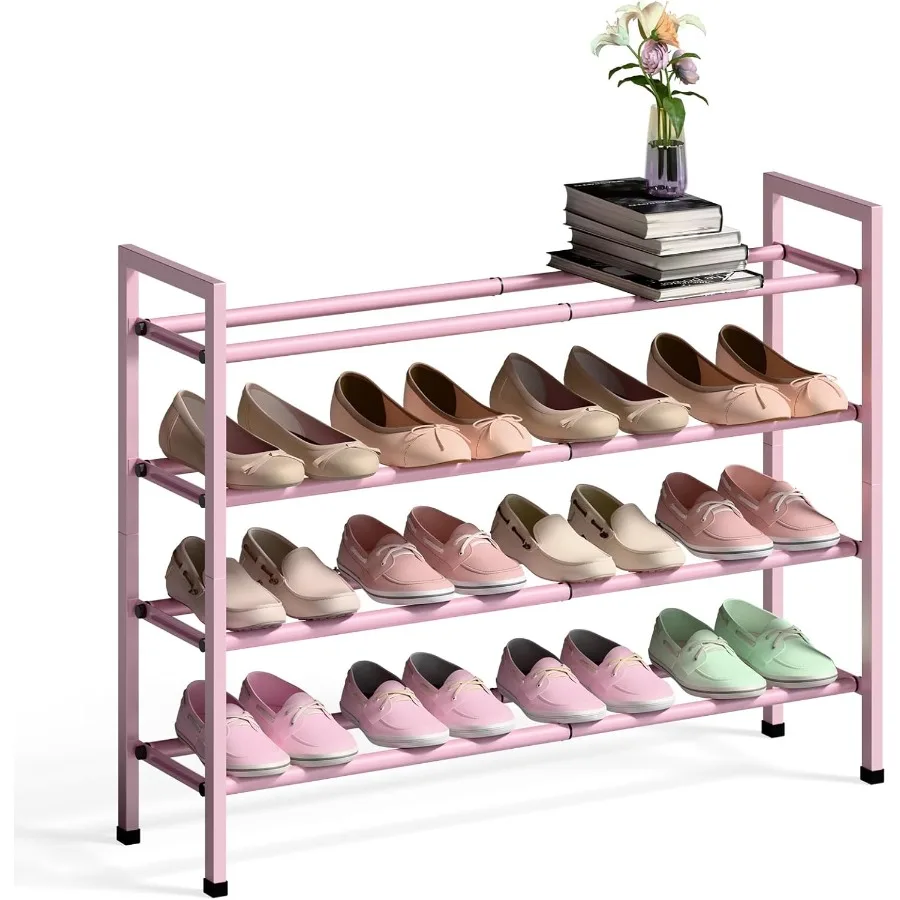 

4Tier Expandable Shoe Rack for Closet 1833 Adjustable Shoe Rack for Small Space Small Shoe Organizer for Front Door Sturdy Meta