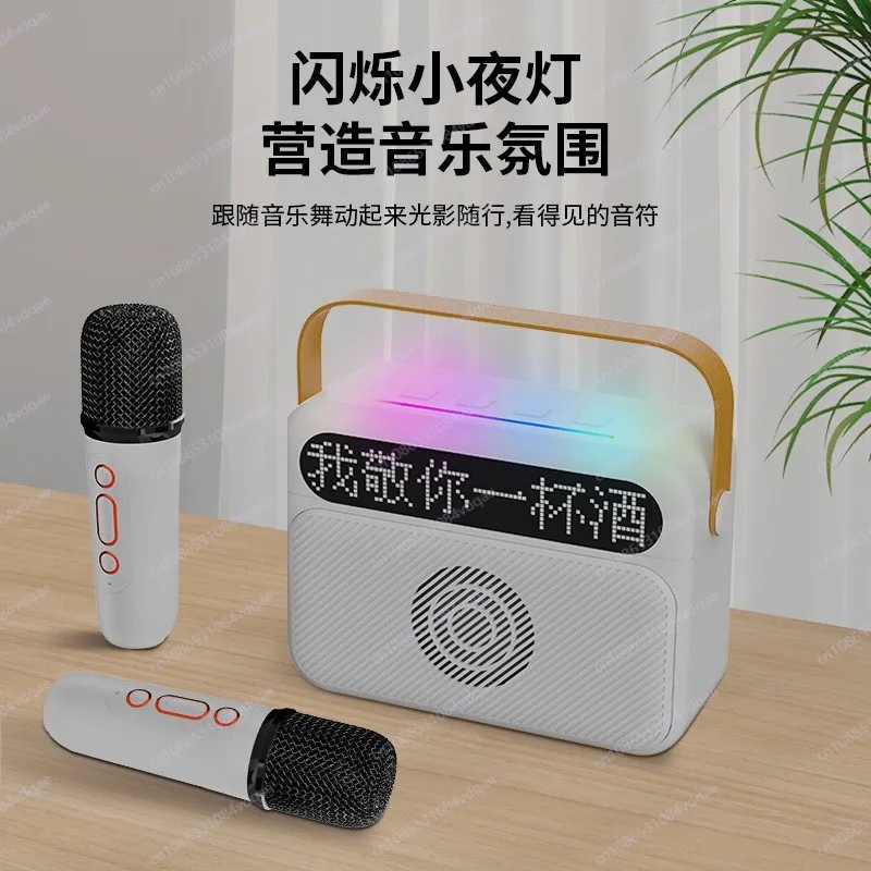 Y9 كلمات عرض سمّاعات بلوتوث ميكروفون لاسلكي محمول سطح المكتب المحمول KTV المزدوج القمح كاريوكي قطعة أثرية متكاملة #2