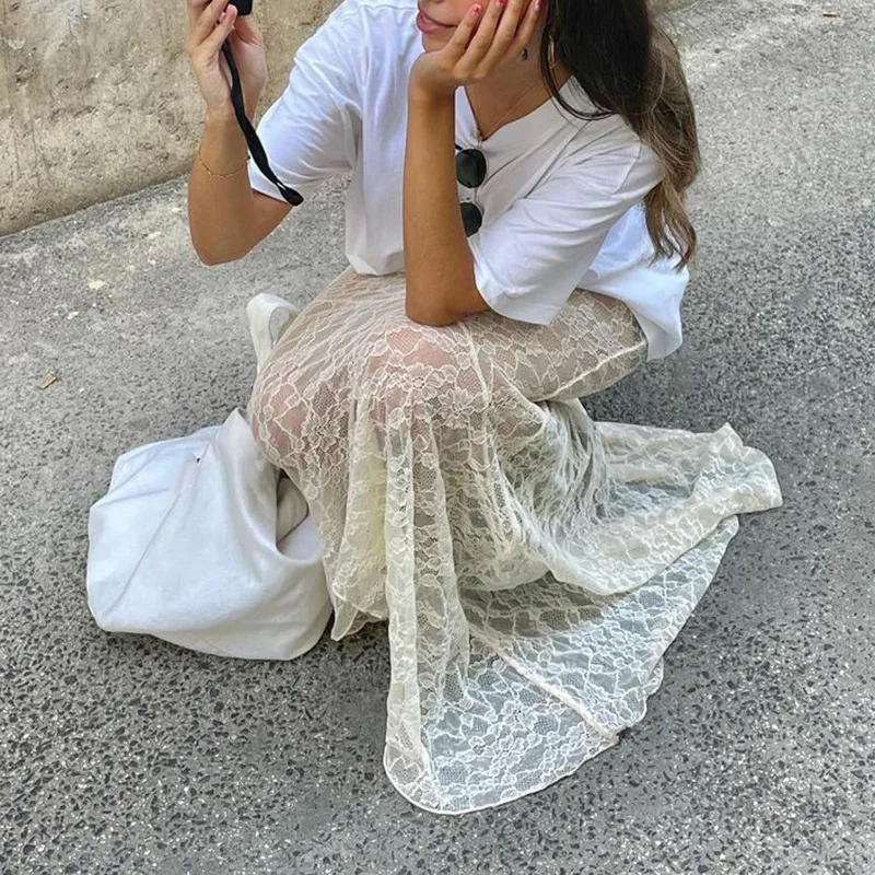 Retro Kant Fi Staart Rok Casual A-lijn Slinger Dr Gevouwen Hip Lange Rok Ander Materiaal 00% Lente 2025 Dames Faion