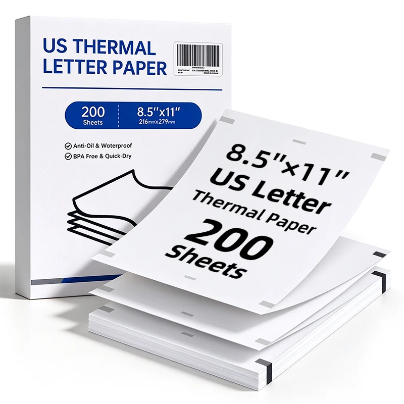 200 Sheets of Thermal Printing Paper, Us Letter Size, 8.5X11 Inch, Continuous Printing on Folded Thermal Paper, Ideal for Office and Home Use