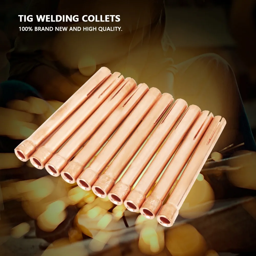 10pcs 10Pcs Welding Torch Collets 3/32 Inch Copper Welding Consumables 3.2mm Orifice 1/8 Inch TIG Welding Collet For WP-26