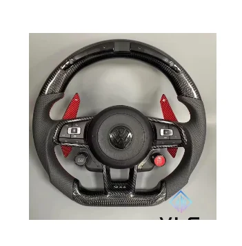 

YLC Carbon Fiber alcantara Leather Steering Wheel Assembly VW GOLF 7 GTI GTD R-LINE with Blue Shift Paddle