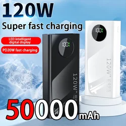 Batería Externa de carga rápida para móvil, Banco de energía de 120W, capacidad ultralarga de 50000mah, para Iphone, Xiaomi, Samsung 2024