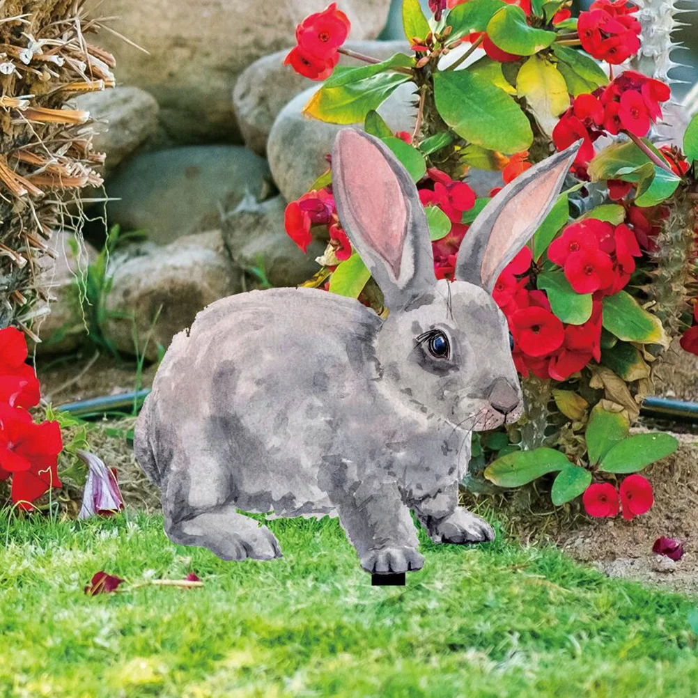 

2Pcs Garden Rabbit Decor Stakes for Easter Festival Outdoor Yard Garden Sign with Stake Easy to Insert No Assembly Required