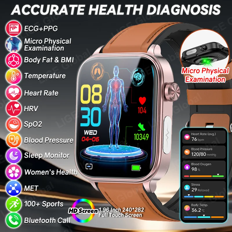 LIGE 2026 New Nursing-Grade ECG Smart Watch 1.96