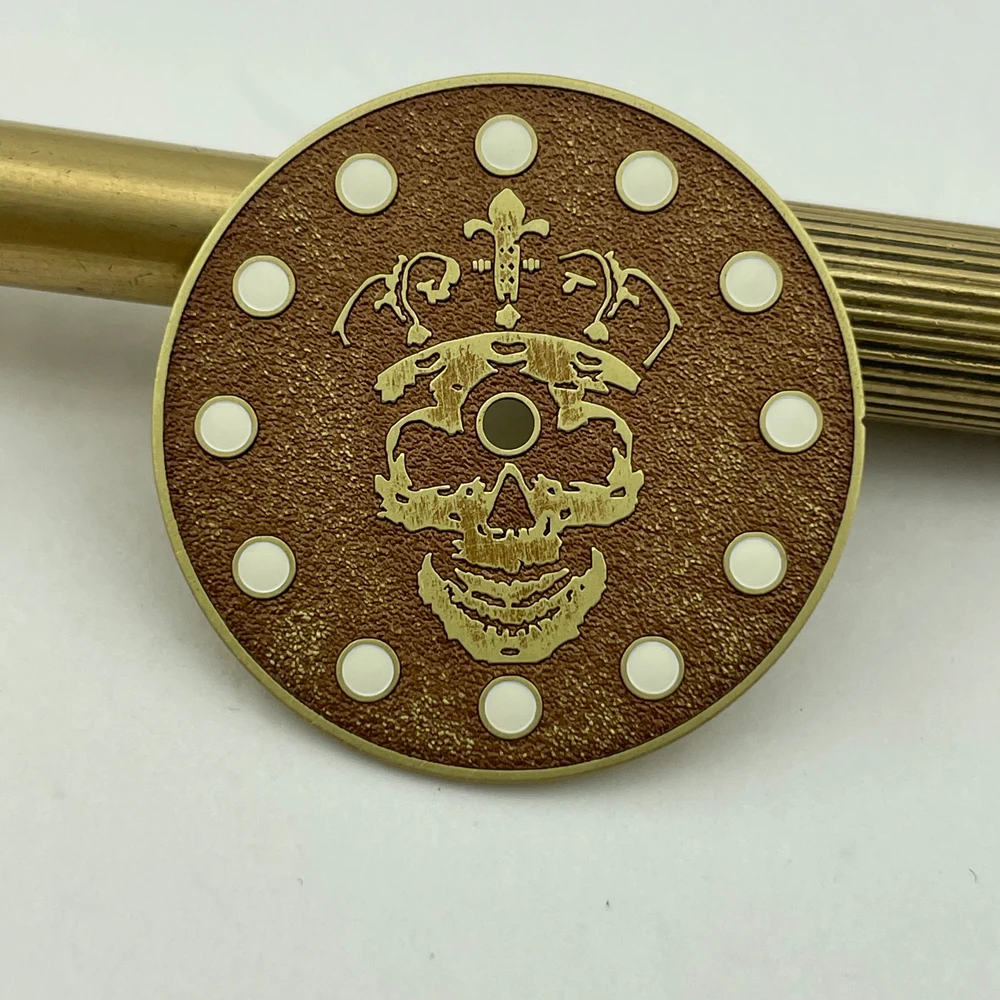 Watch Parts 28.5mm Skull Vinatge Style Watch Dial Blue Luminous Suitable For NH35/36 Automatic Movement