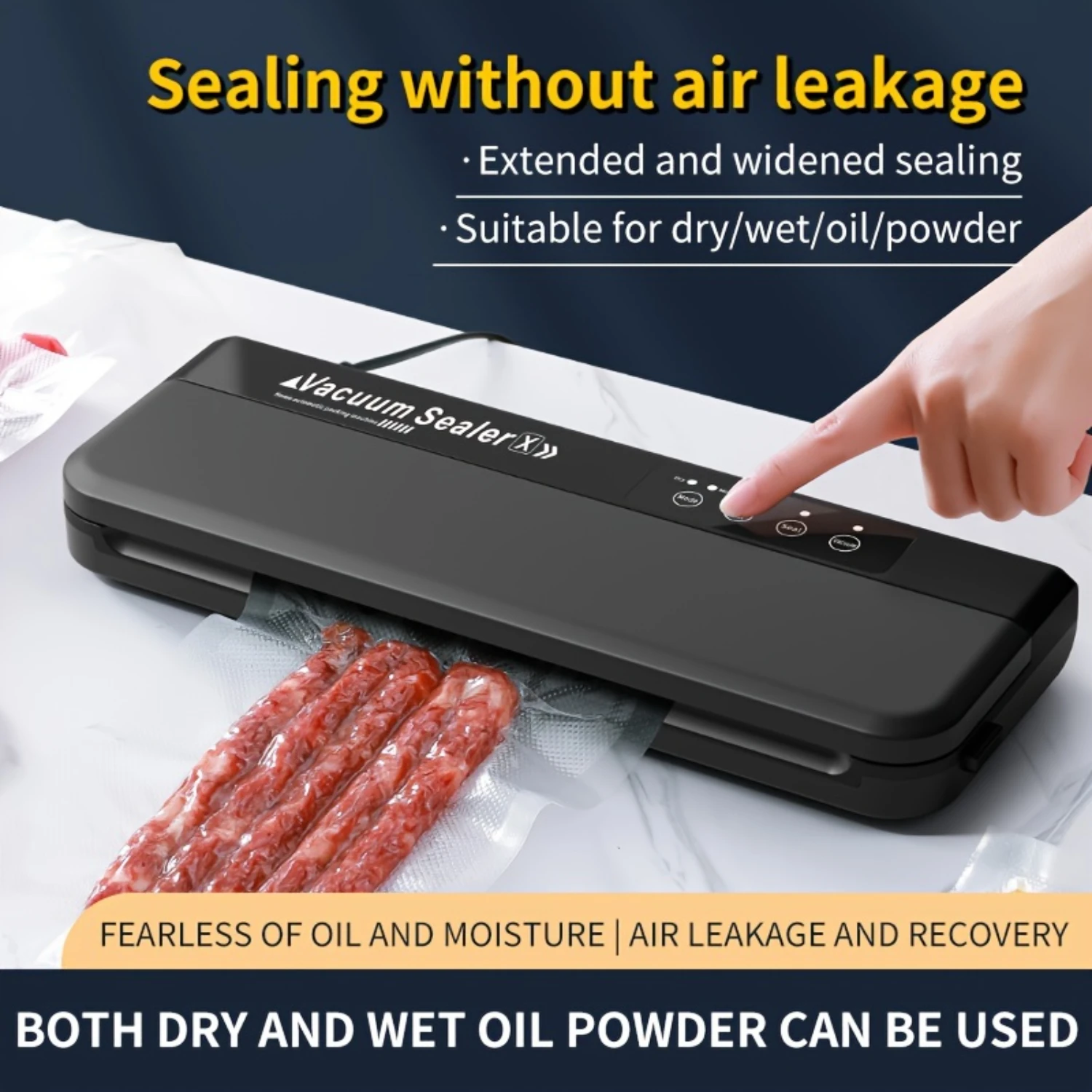 Kitchen Vacuum Sealer for Food Preservation - Automatic, Dry/Wet/Oil/Powder - Small, Integrated, Packaging Machine - Extend Shel