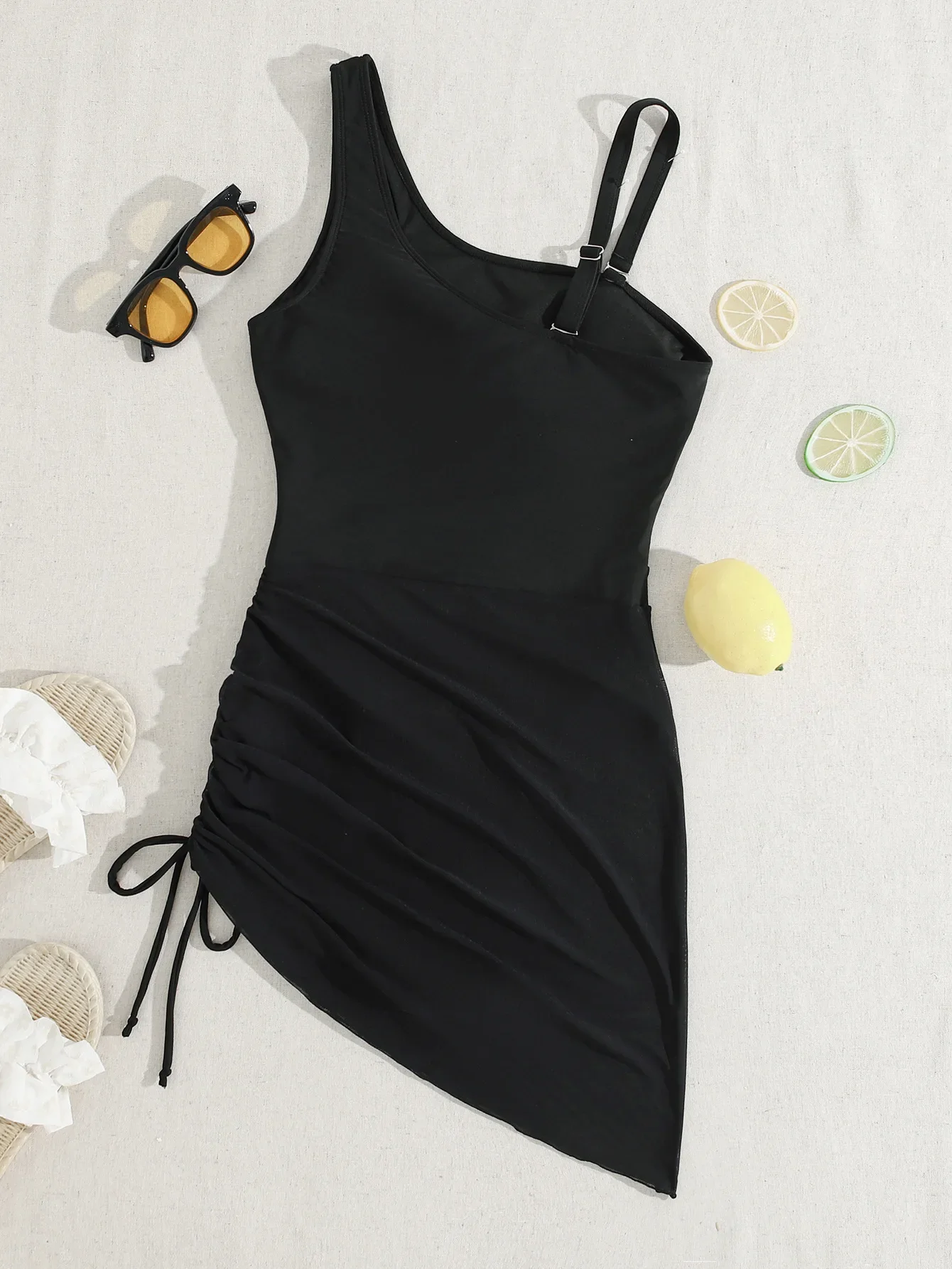 Traje de baño Sexy de una pieza para mujer, nuevo traje de baño ahuecado, conjunto de ropa de playa con empalme de malla a la moda para mujer