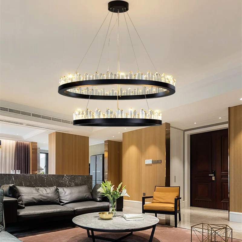 Modern LED Chandeliers lustre Crystal Chandelier Luxurious Circular Iceberg Crystal Chandelier Lighting