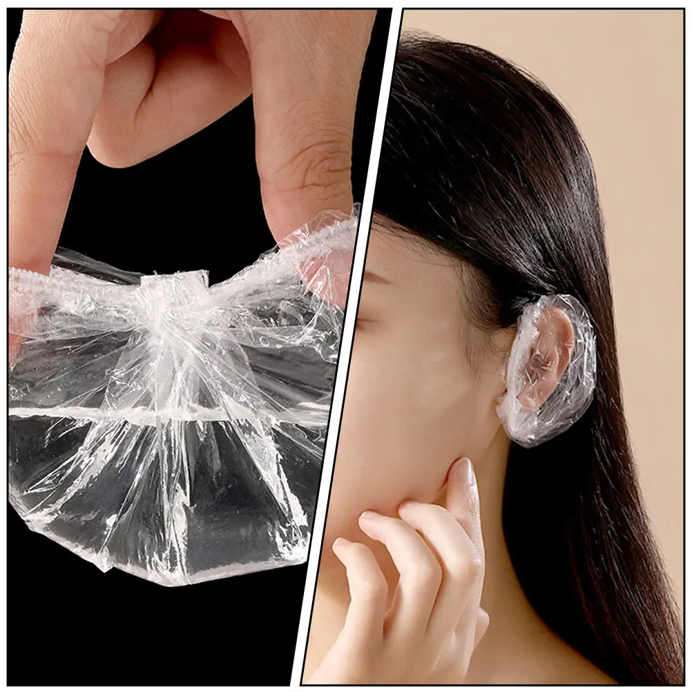 200 قطعة غطاء مقاوم للماء حامي المتاح للاستحمام صبغ الشعر الاستحمام غطاء للأذنين صالون لوازم مرونة الأذن درع العملي #5