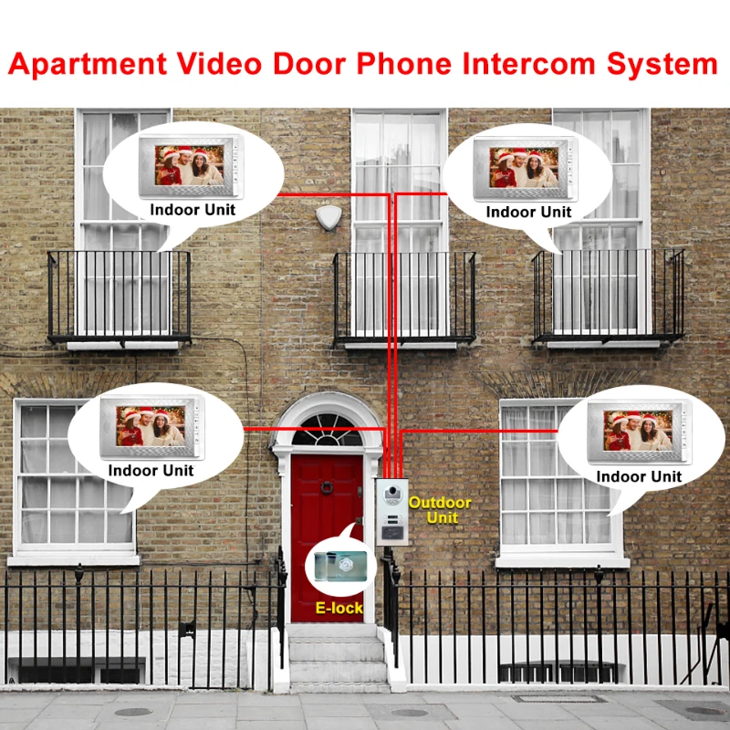 Apartment intercom system 7-inch video doorbell intercom kit aluminum alloy camera can be equipped with 2/3/4 intercom system