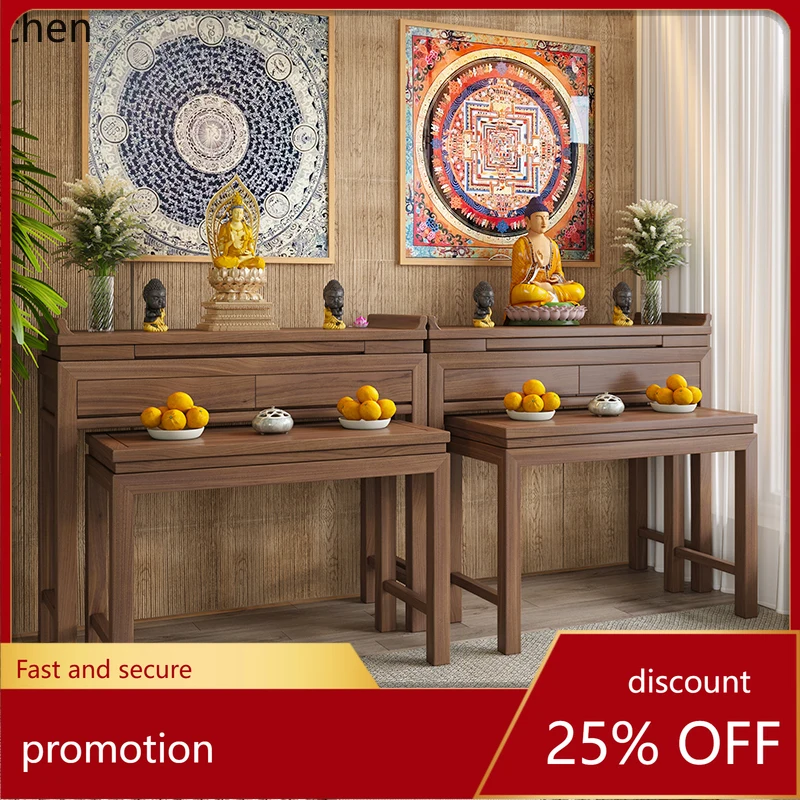ZML black walnut Buddhist table serving table household table simple gongtai Shentai Buddhist hall incense case