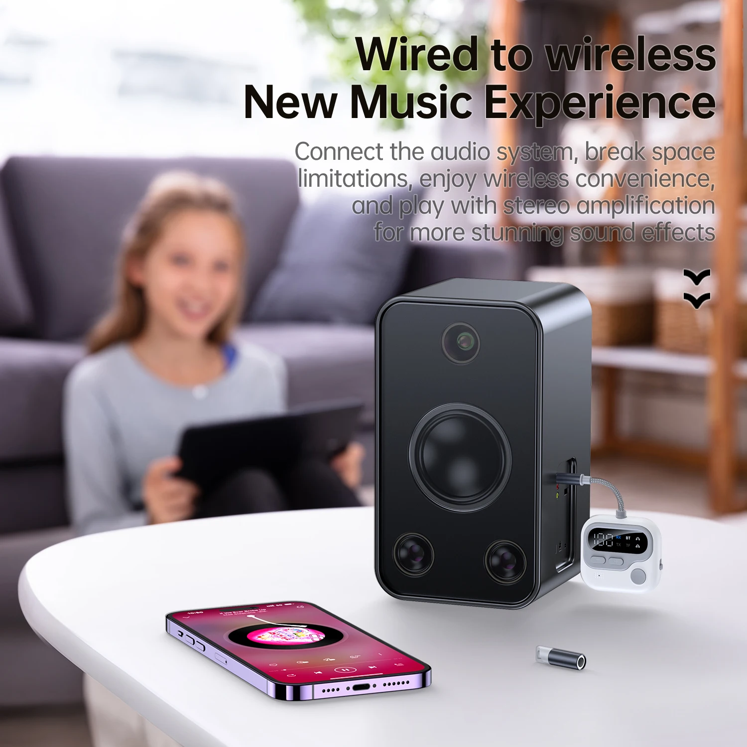 2 in 1 Bluetooth 5.4 Audio Transmitter Receiver TF Card Play 3.5MM AUX With Mic Music Wireless Adapter for Car/Home/Airplane