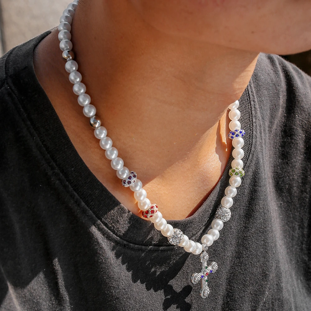 스팀펑크 컬러풀 크리스탈 십자가 예수 펜던트 초커 목걸 - Pearl Choker Necklace Vintage 리뷰 및 가격