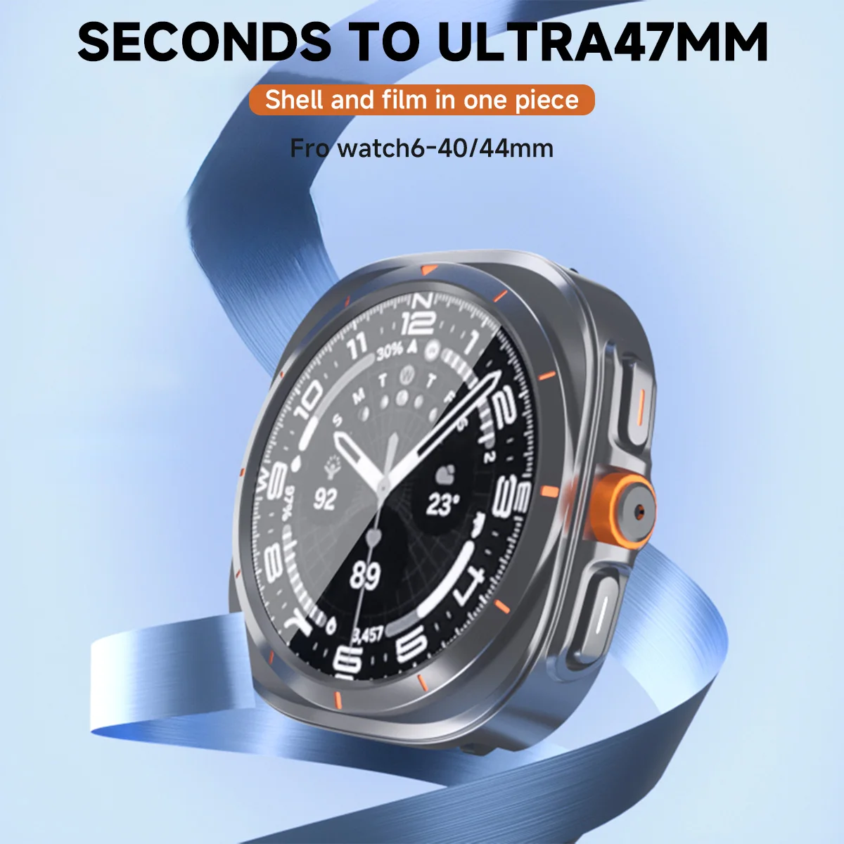 تغيير إلى حافظة Ultra لساعة Samsung Galaxy Watch 7 6 40mm 44mm ترقية إلى Galaxy Watch Ultra 47mm واقي شاشة من الزجاج المقسى