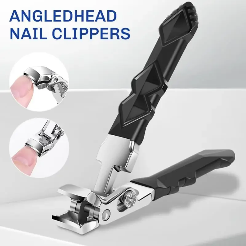 

Professional Anti-Splash Nail Clippers for Seniors Wide Jaw Angled Head Stainless Steel Fingernail Toenail Cutter with Catcher