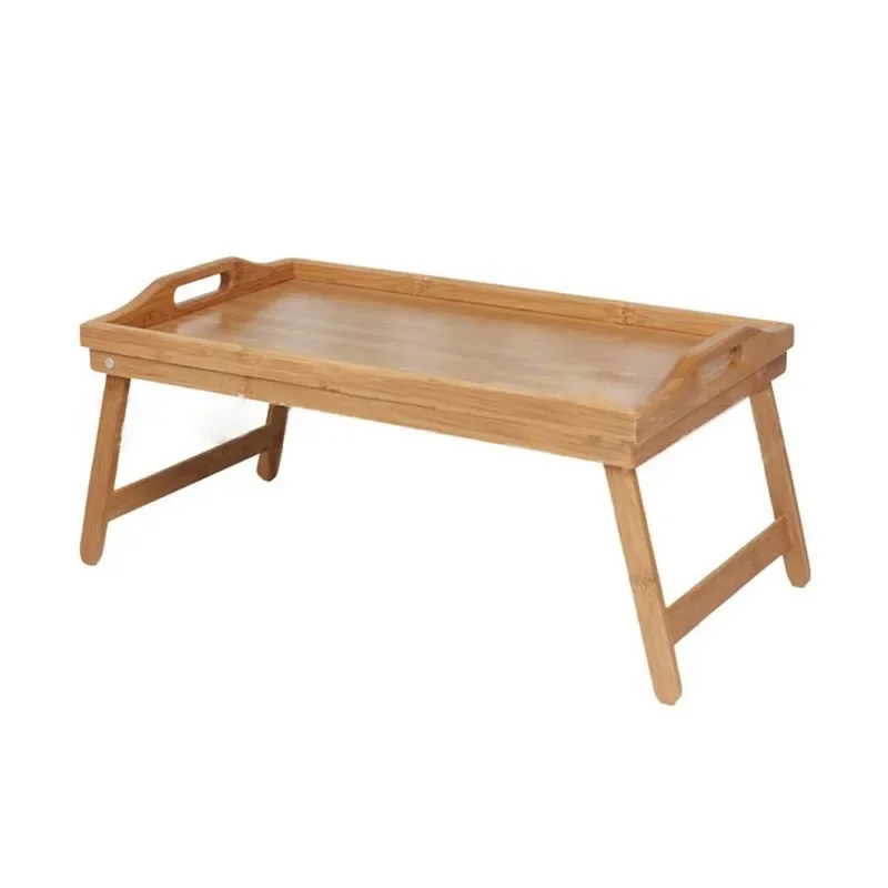 Natural Bamboo Breakfast Serving Tray with Handle Serving Breakfast in Bed or Use As a Tv Table Foldable Bed Table Laptop Desk