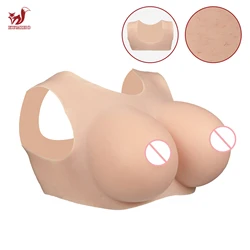 KUMIHO BCDEG Cotton Breast Forms Round Neck Cutout Sissy Fake Boobs Transgender Cosplay Crossdressing Sissy for Men Fake Chest