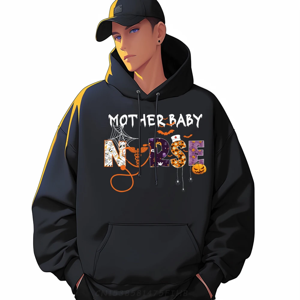 

Mother Baby Nurse Funny Halloween Nursing Pumpkin Spooky Luxury Hoodie Men High Quality Sweatshirts Normal