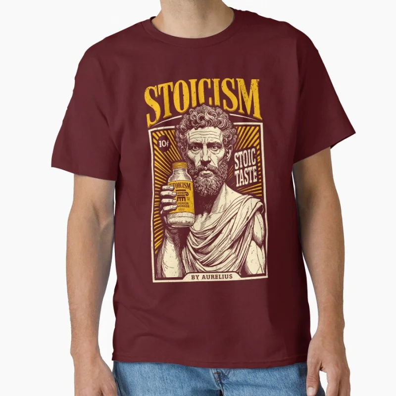 Stoicism Funny Philosophy Marcus Aurelius Vintage Stoic Ad Funny Stoic team Greek Philosopher gift T shirt large size Adult Tops