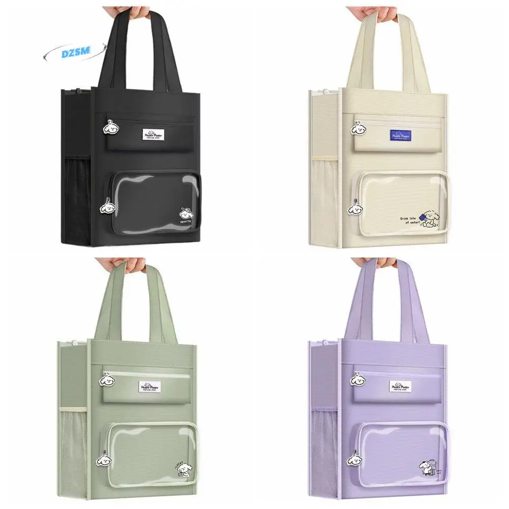 

Canvas Student Tote Bag Multi-pocket Large Capacity Hand-held School Bag Casual Portable Canvas Storage Handbag Office Worker