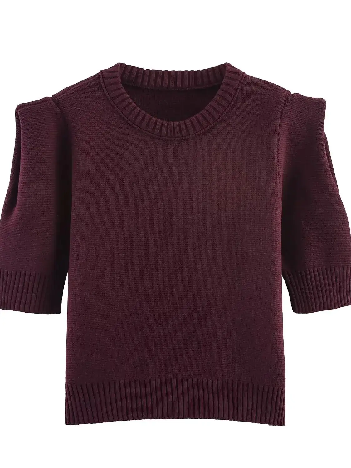 

2025 New Autumn Fashion Women's European and American Style Short-sleeved Knitted Pullover Lady Retro Crewneck Top Mujer Sweater