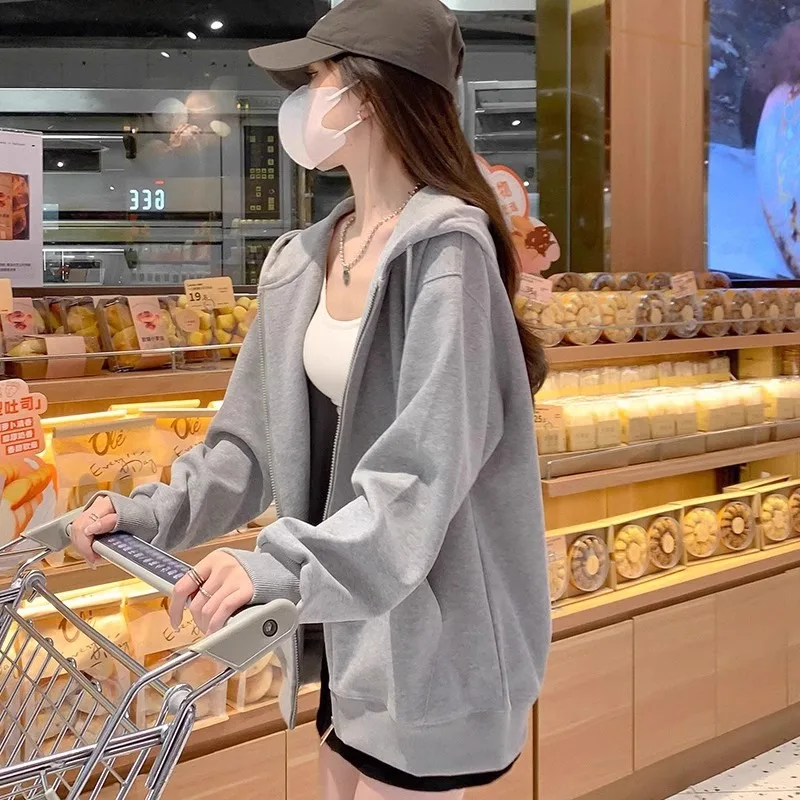 سويت شيرت مفتوح من Lente مع كابوشون Dames Lente Zomer مجموعة جديدة كورية stijl katoenen jas met vollelige mouw #1