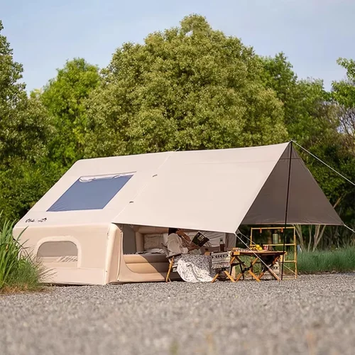 Imagen 1 del producto 2025 nueva tienda inflable automática 2 en 1 con sombrilla, tienda de campaña emergente ligera impermeable para exteriores durante la noche, refugio instantáneo