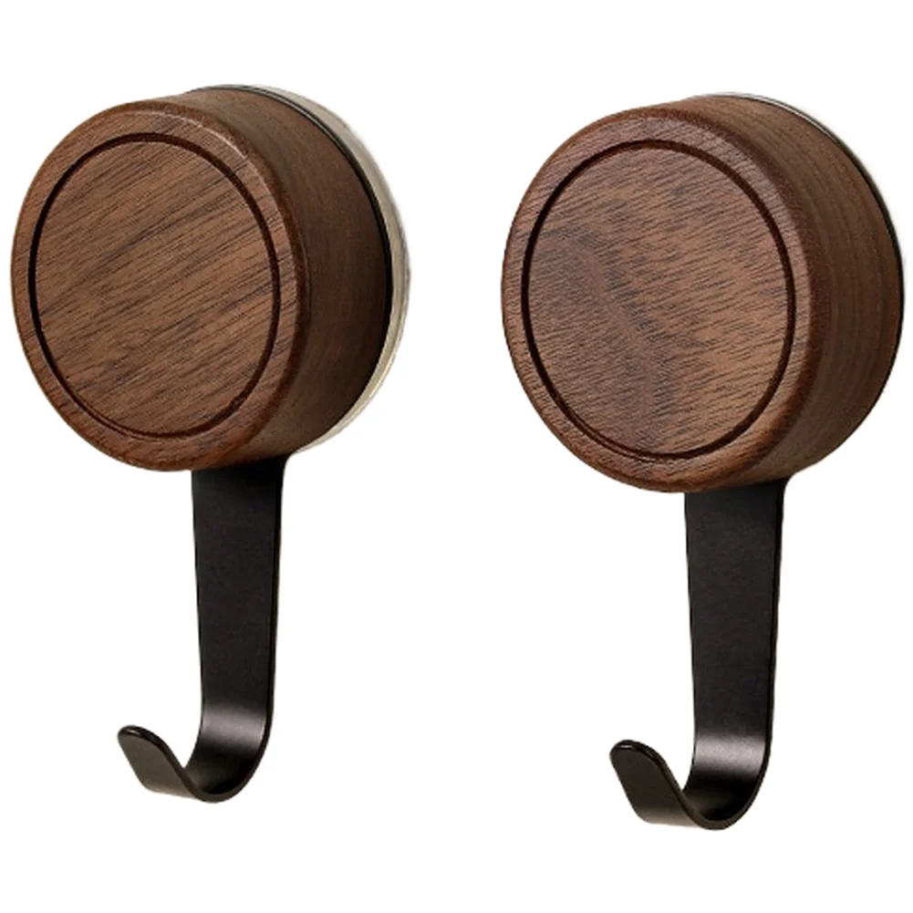 Multi-Use Walnut Wood Suction Cup Hook No Drilling Required Strong Hold Up to 5kg for Bathroom and Closet Hanging Needs