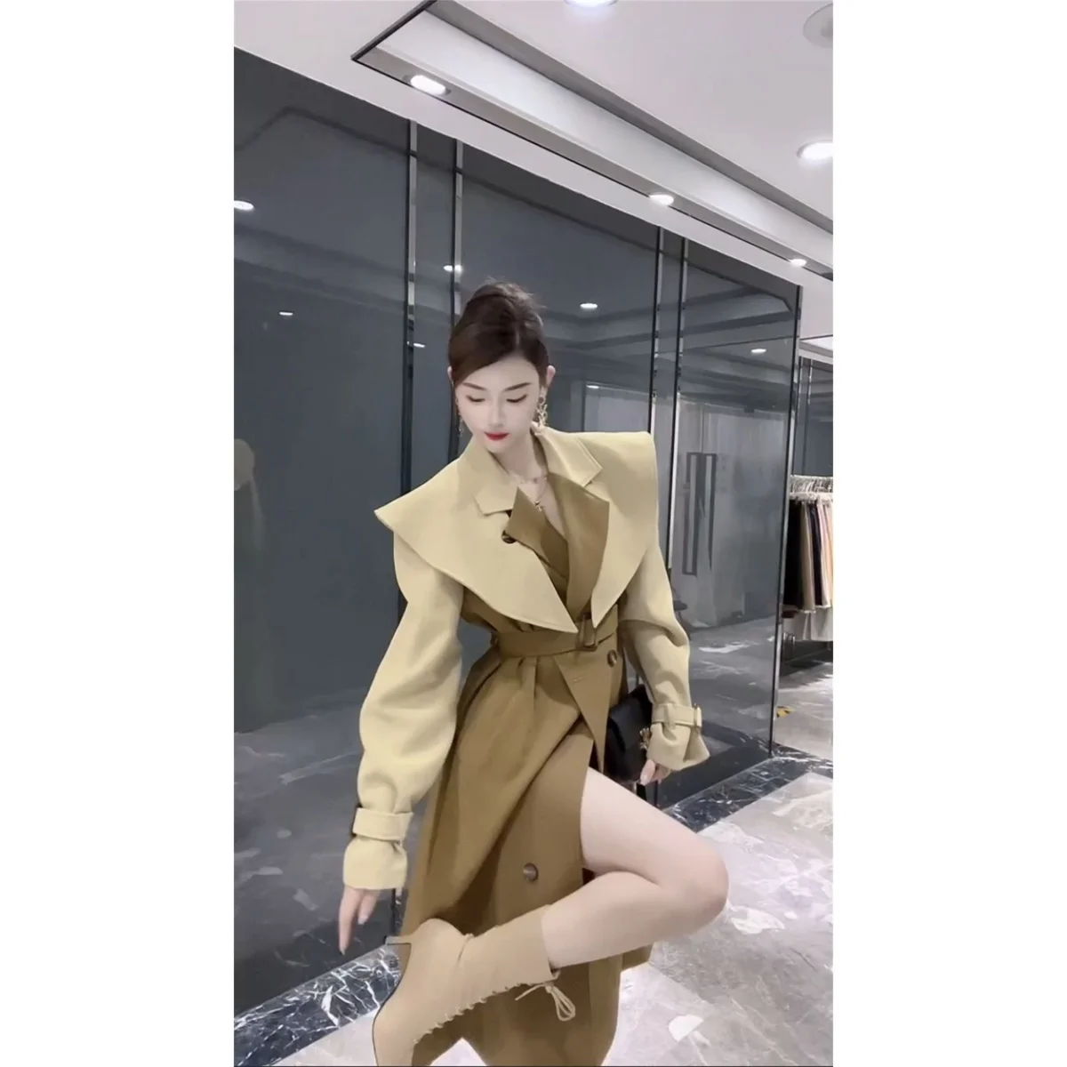 

Women Trench Coat Harajuku Graphic Couple Sweatshirt Leisure Formal Evening Autumn Winter Simple Japanese Traditional Upper