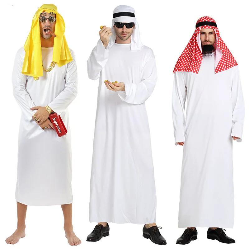 زي الشيخ العربي للرجال والنساء، زي الراعي العربي، الأمير التنكري للبالغين، أزياء فانتازيا للهالوين، ملابس رداء
