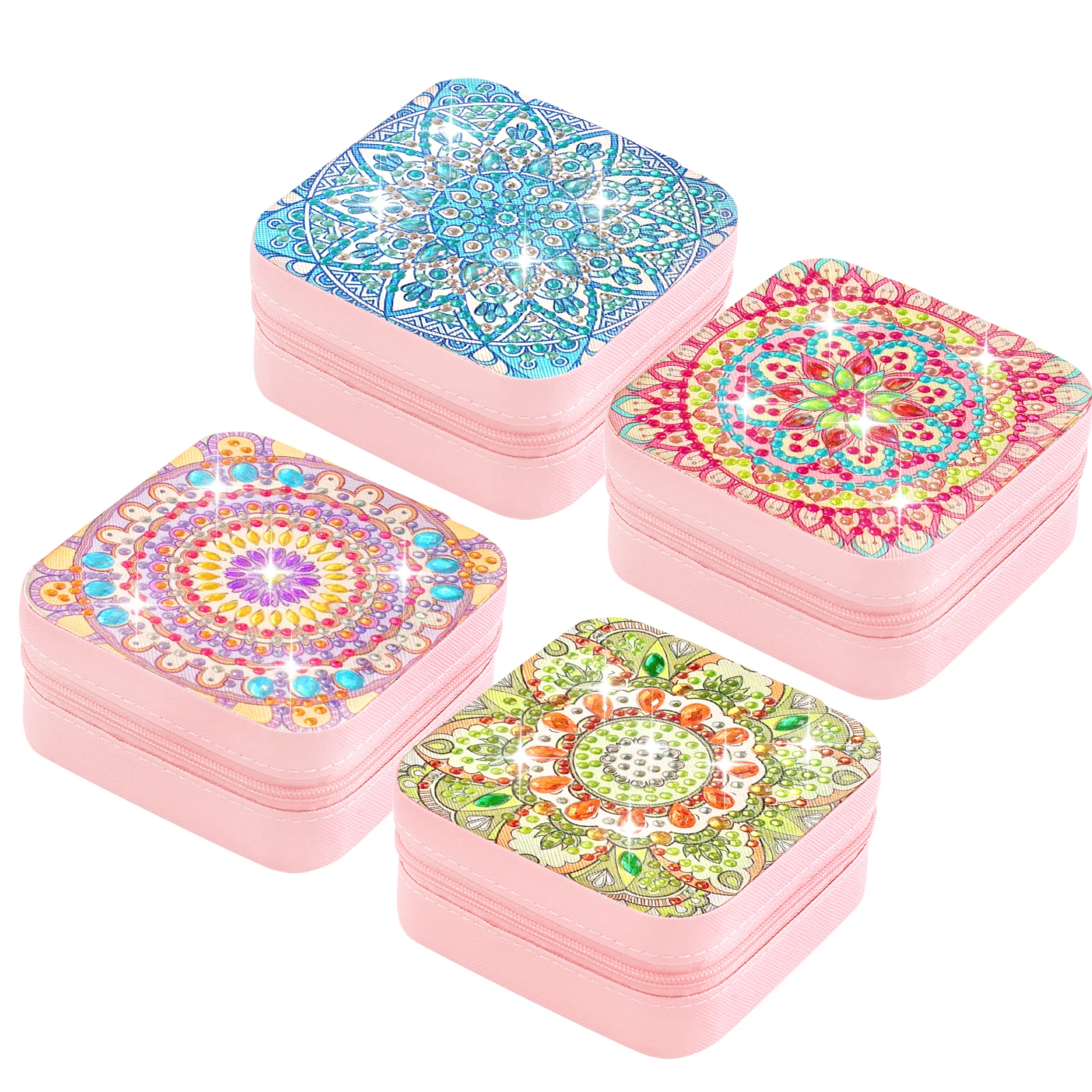 1pc/Set Mandala Diamond Art Travel Jewelry Box Diamond Painting Jewelry Storage Box Portable Diamond Art Jewelry Box for Adults