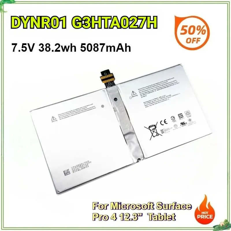 

DYNR01 G3HTA027H Новый аккумулятор для ноутбука Microsoft Surface Pro 4, 12,3 дюйма, сменный аккумулятор для планшета, 7,5 В, 38,2 Втч/5087 мАч Bateria