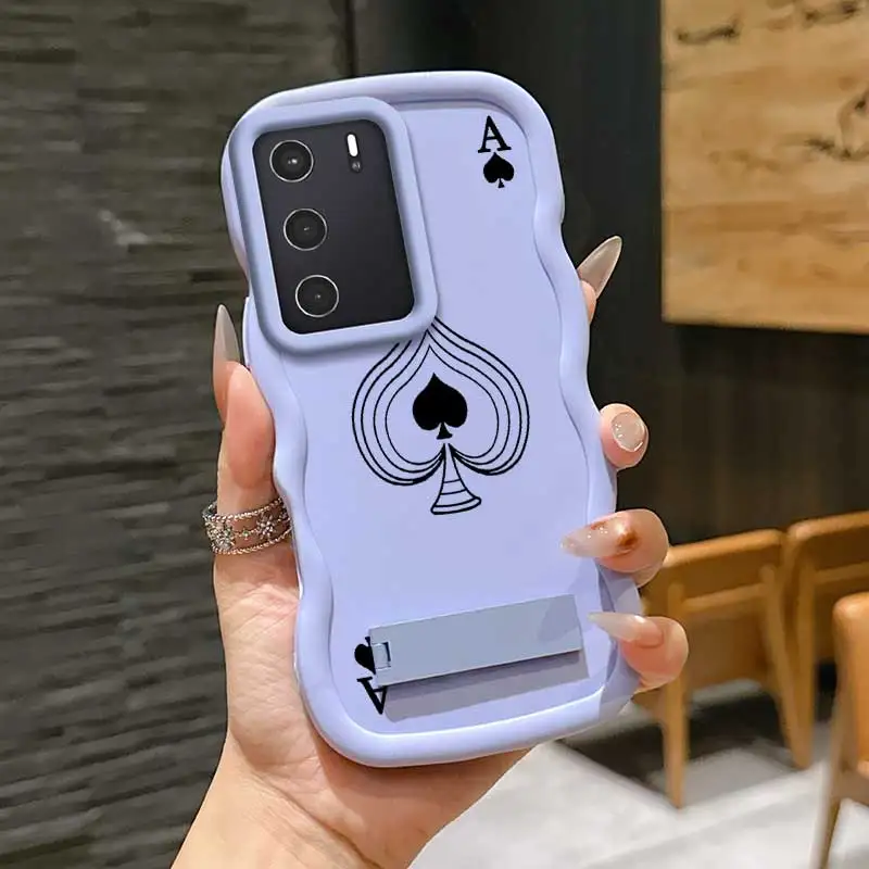 Moda Ace of Clubs Capa flexível projetada para OPPO A53s 5G com anti impressão digital e suporte para Reno F A 1 15 21 55 8 5