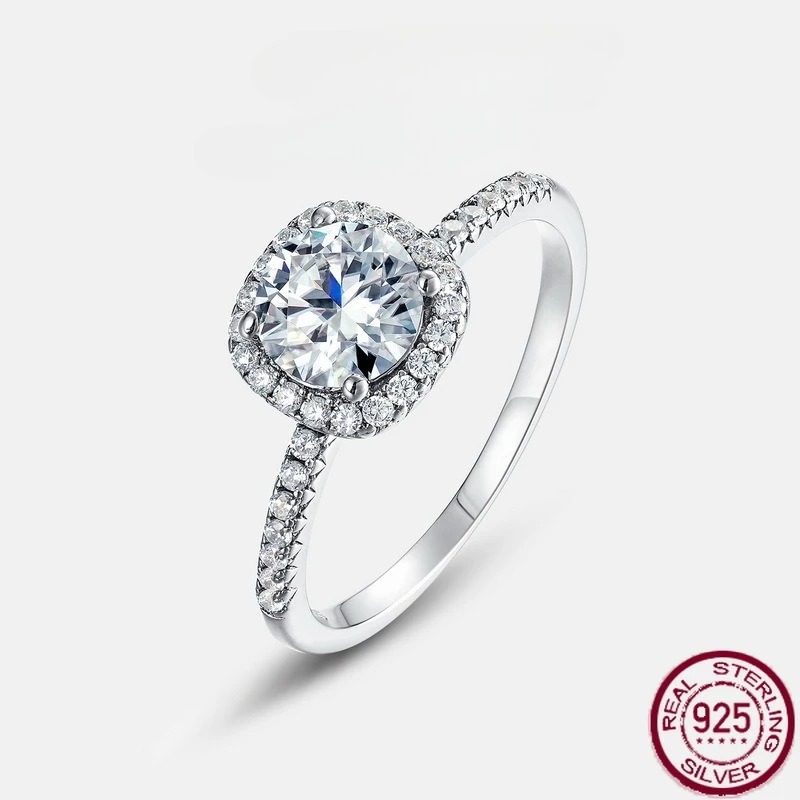 

New S925 sterling silver classic square bag full of diamonds 1 carat moissanite light luxury style fashionable wedding jewelry
