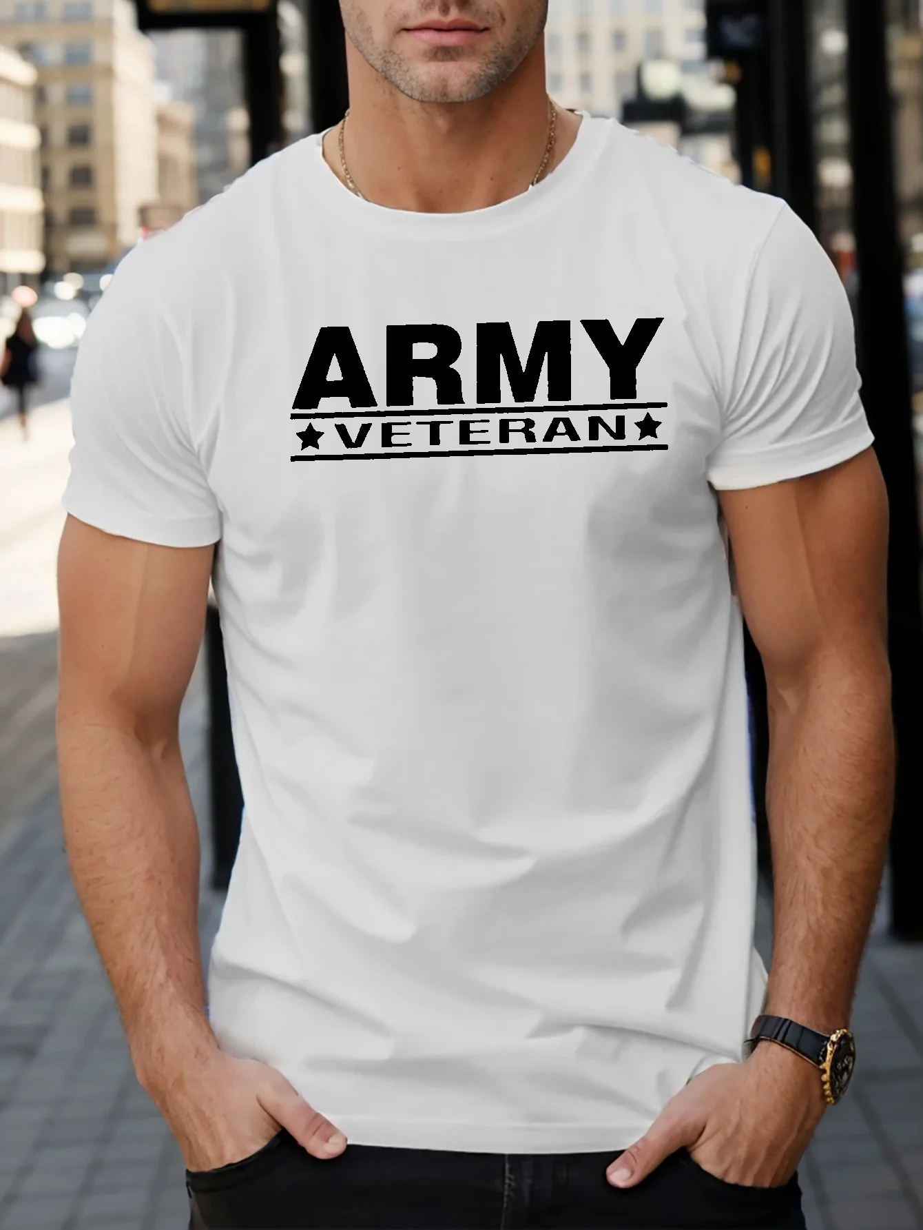 100% Cotton Men's Loose and Breathable T-shirt, Casual and Fashionable Designed Arm Short Sleeved Round Neck Top
