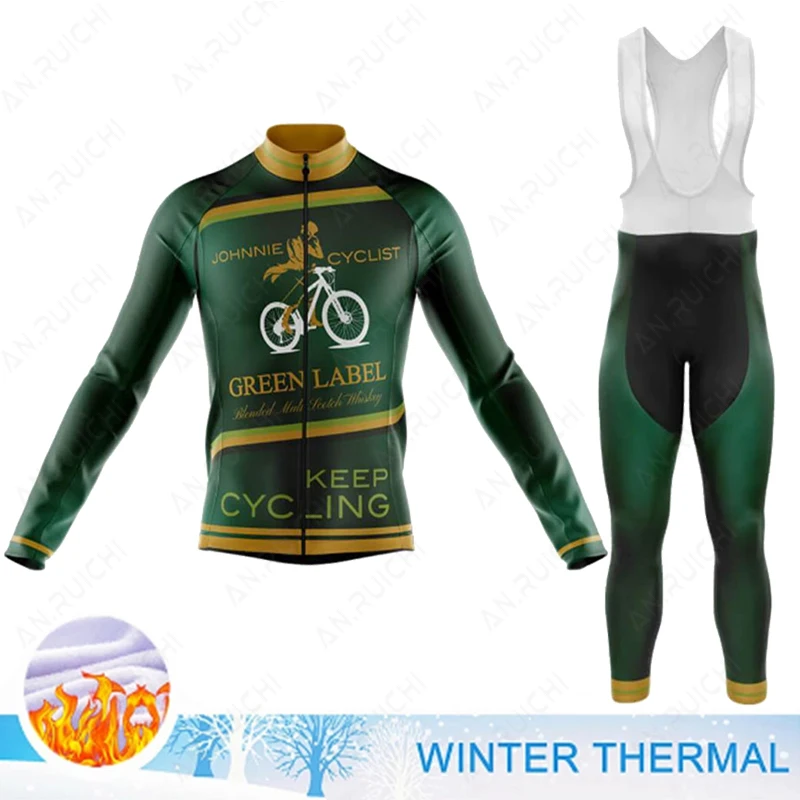 JOHNNIE Warm Cycling Jersey Set 2023 Winter Long Sleeve Cycling Clothing MTB Bike Uniform Maillot Ropa Ciclismo Men Bicycle Wear