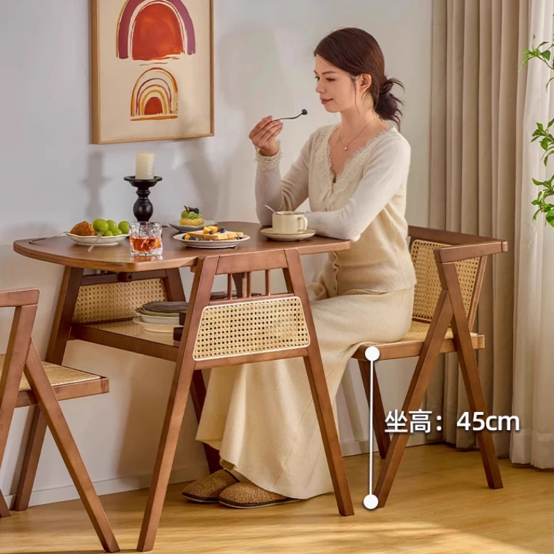 Bamboo Dining Chair with Backrest Rattan Armrest Lounge Chair Comfortable Kitchen Table Seat Balcony Stylish Modern Furniture