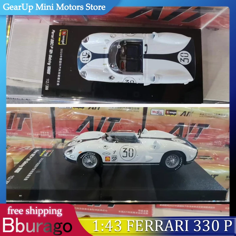 

Bburago 1:43 Ferrari 330 P 1965 Sebring 12H Tribute #30 AIT Expo 2024 Exclusive Limited Edition Display Christmas Gift for Fans