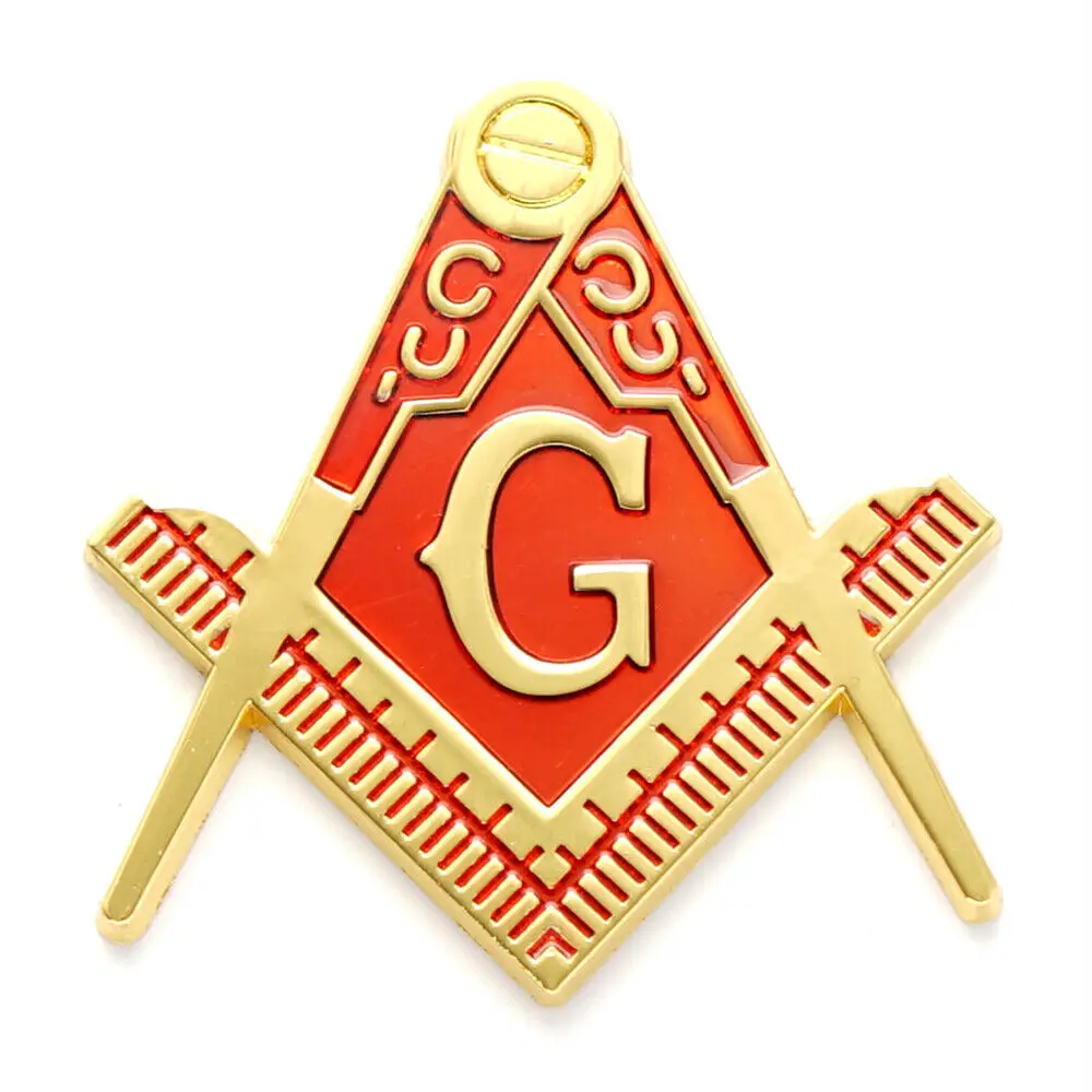 Gold Red Freemasonry Free and Accepted Masons Car Sticker Badge Truck Body Fender Emblem