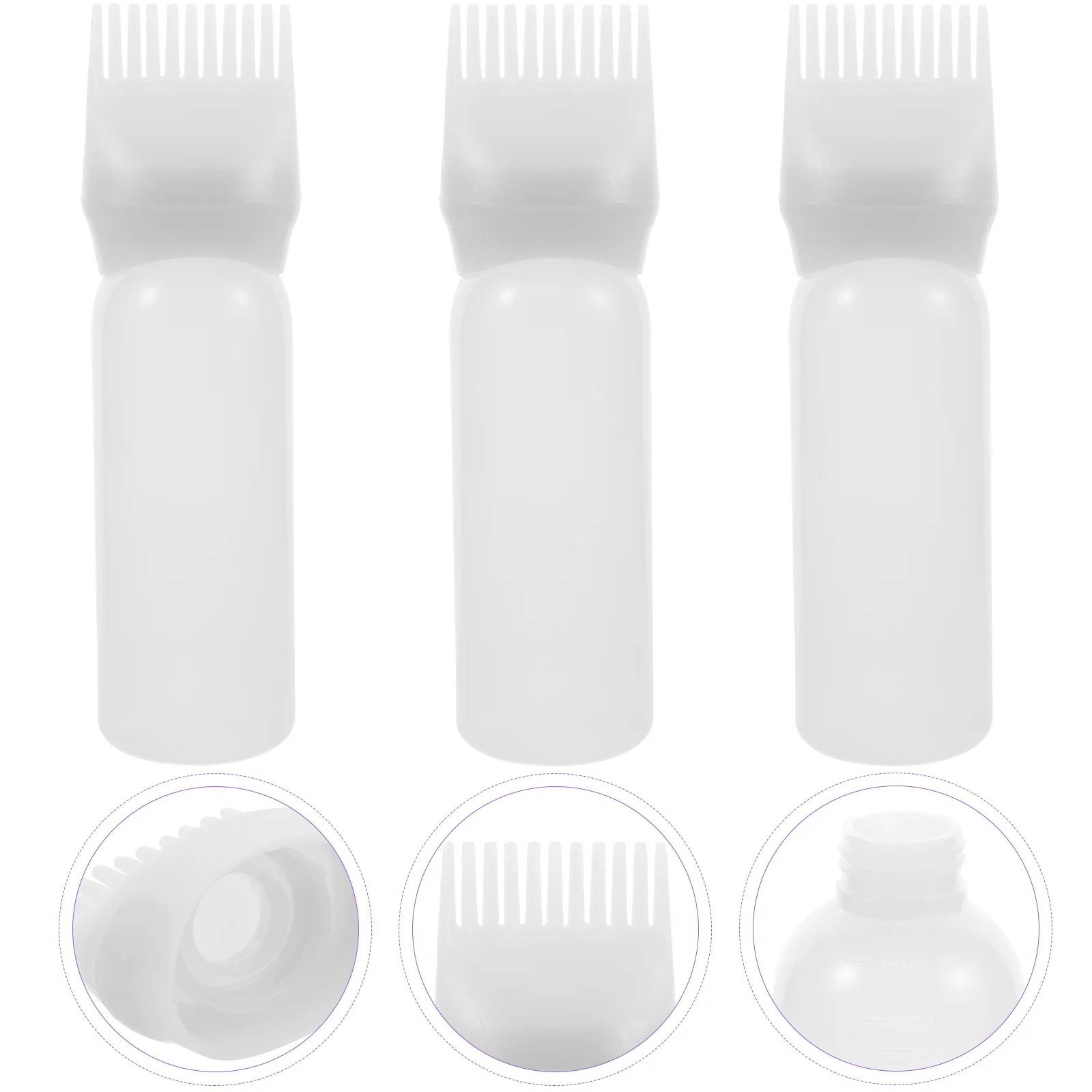 3 Pcs Medicine Bottle Root Applicator for Hair Oil Color Shampoo Comb Scalp Organic Castor Combs Oiling