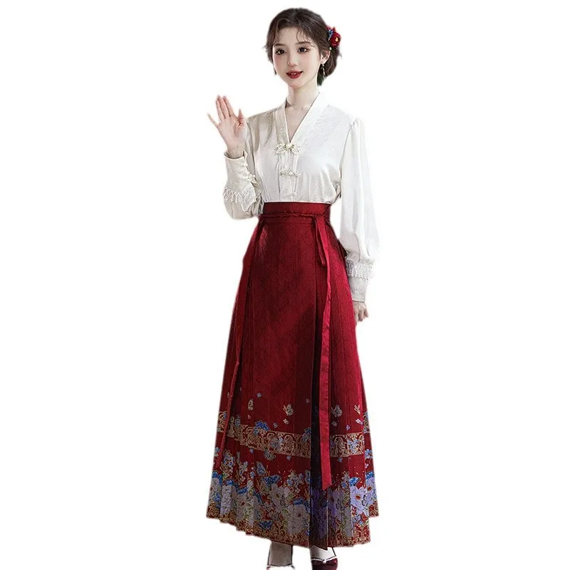 Skirt Suit Engagement Dress Wedding Clothes Women's Toast Clothing Hanfu Small Chinese Bride Autumn and Winter