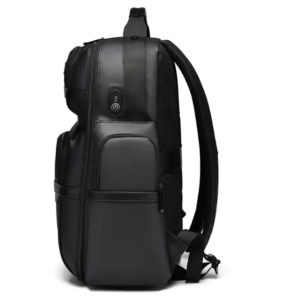Men Leather Laptop Backpack Fit 16 Inch Laptop, Work Office College Backpack Fashion Waterproof Travel Bag