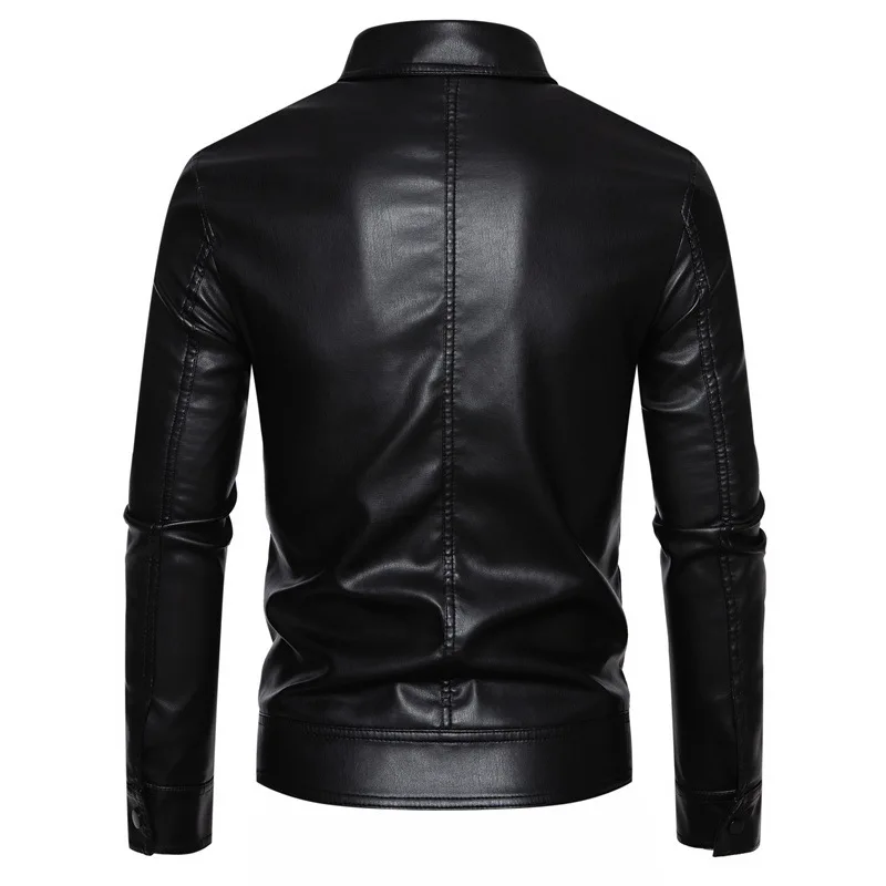 2023 Autumn New Top Leather Jacket Pu Leather Men's Winter Leather Light Business Casual Lapel Fashion Versatile Jacket