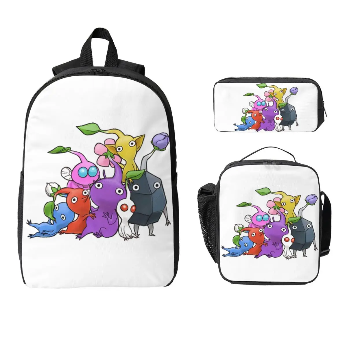 

170 Pikmin Ideas Game Art Backpack Boys Girls BookBag School Bag Computer Shoulder Bags 3ps Insulated Lunch Bag Pencil Case