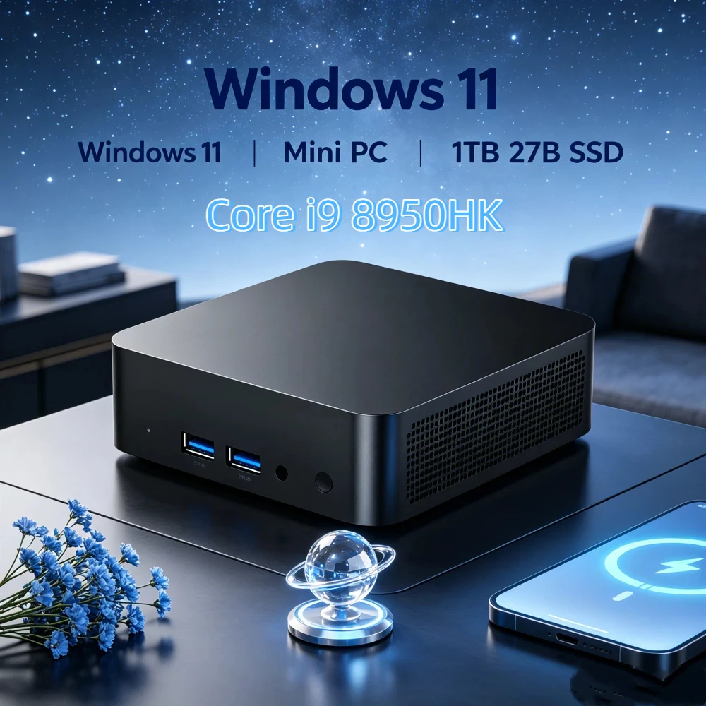 Luxury Windows 11 Pro Mini PC 32GB RAM 1TB 2TB SSD 4K HD WiFi6 BT5.2 Home Gaming Desktop With 3 Years Warranty Core i9 8950HK