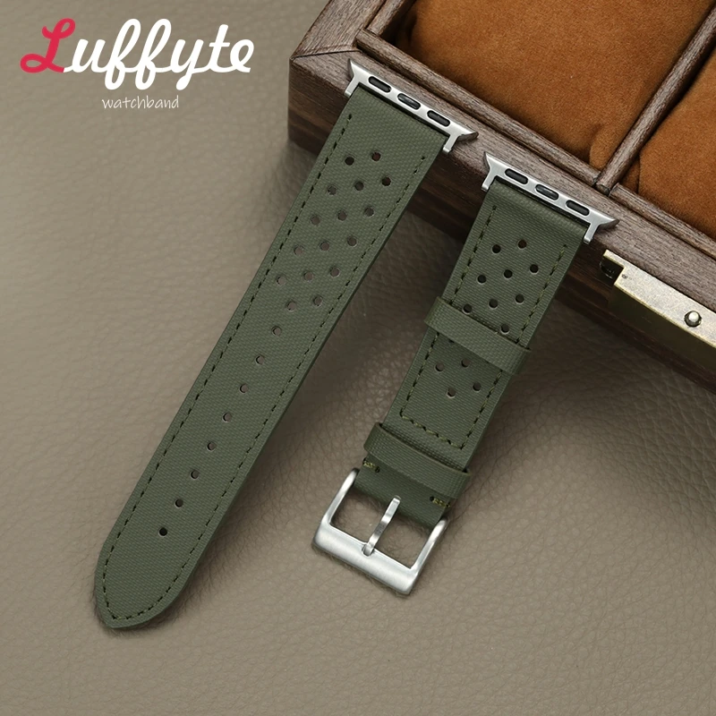 

Men's Silicone Watch Band for Apple Watch 1-10 SE Ultra 2 for Iwatch 49/46/45/44/42/41/40/38mm Sailcloth Sport Wrist Strap