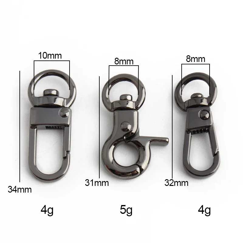 8/10MM Metal Snap Hooks Trigger Lobster Clasps Clips For Bags Shoulder Strap Collar Carabiner Buckles DIY KeyChain Accessories